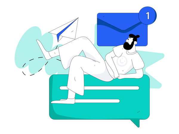 Homem enviando e-mail de feedback  Ilustração