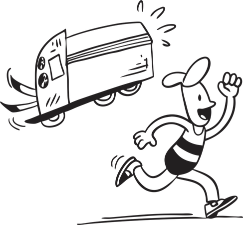 Man escape from work  Illustration