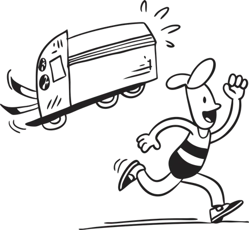 Man escape from work  Illustration