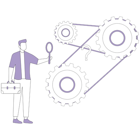 Man examines mechanism  Illustration