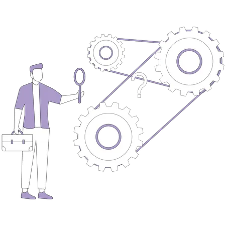Man examines mechanism  Illustration