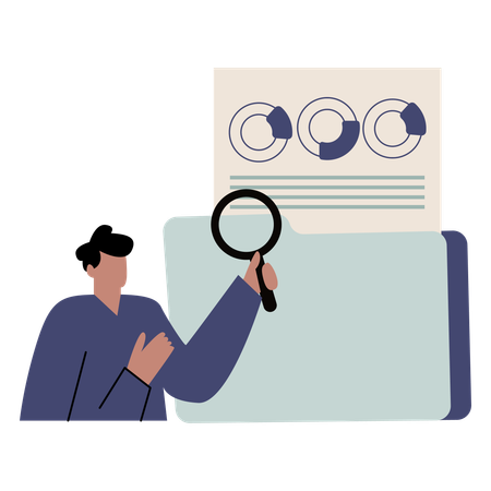 Man examining case files  Illustration