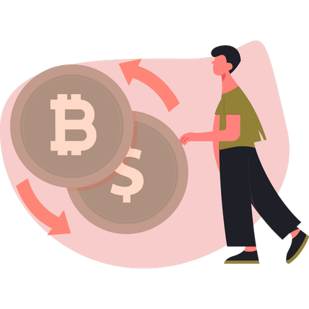 Man exchanging money  Illustration