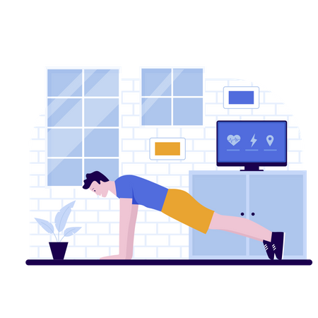 Man exercise at home  Illustration