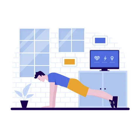 Man exercise at home Illustration