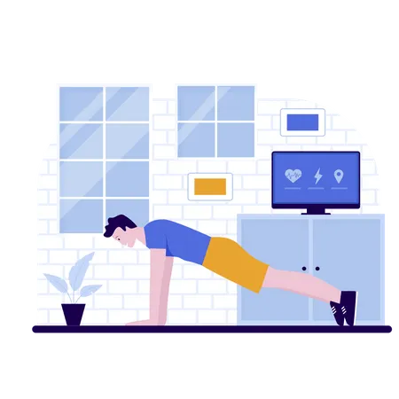 Man exercise at home  Illustration