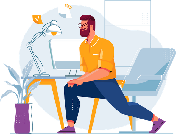 Man Exercise on the workplace  Illustration