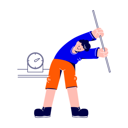 Man exercises with a stick  Illustration