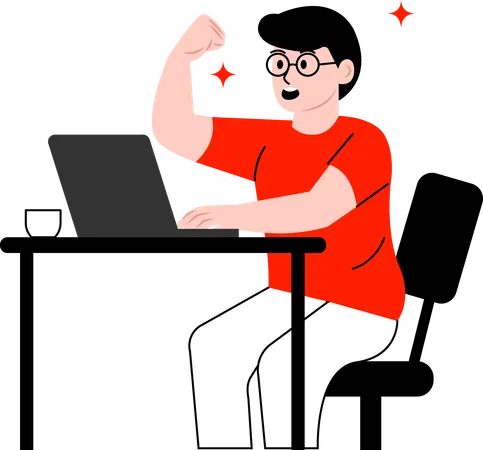 Man exercising at desk  Illustration