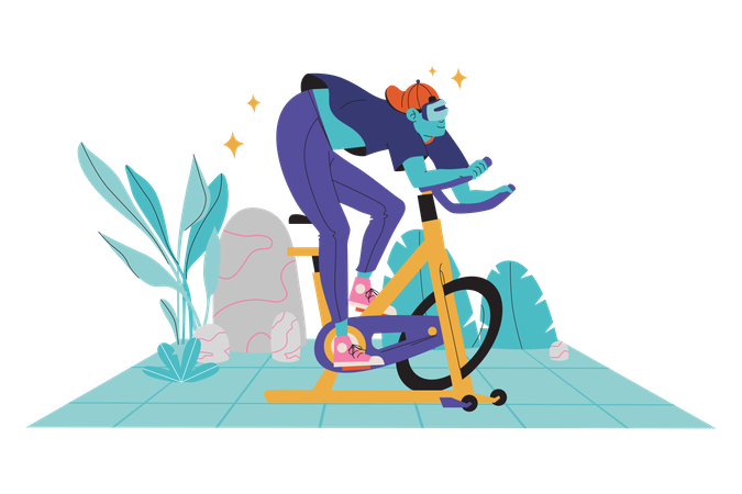 Man exercising in metaverse  Illustration