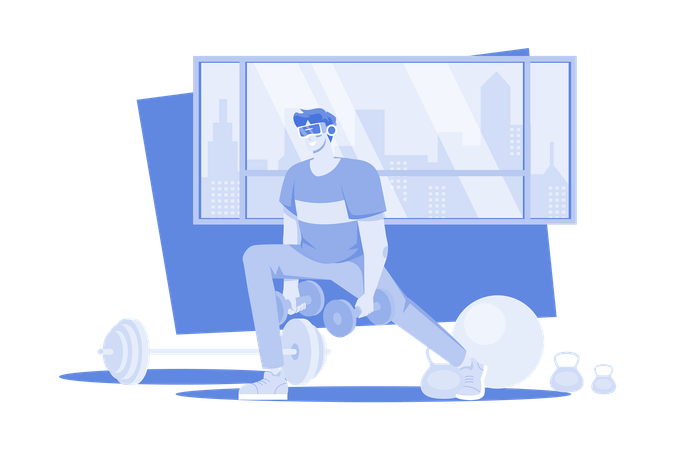 Man Exercising In The Metaverse  Illustration