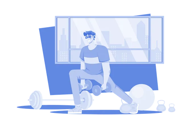 Man Exercising In The Metaverse  Illustration