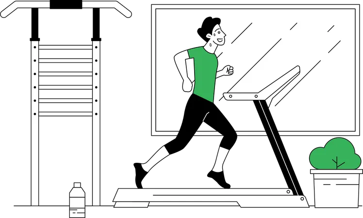 Man Exercising On Treadmill  Illustration