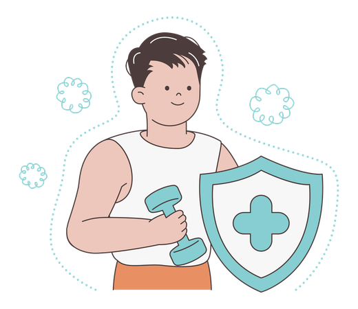 Man Exercising to Boost Immunity  Illustration