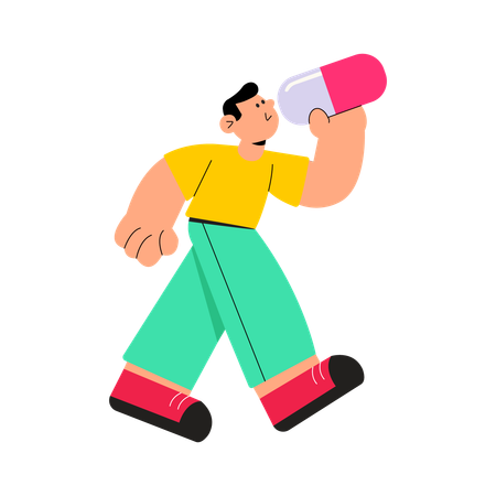 Man exercising with Bitcoin dumbbell  Illustration