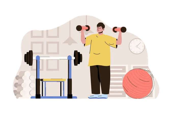 Man exercising with dumbbells Illustration
