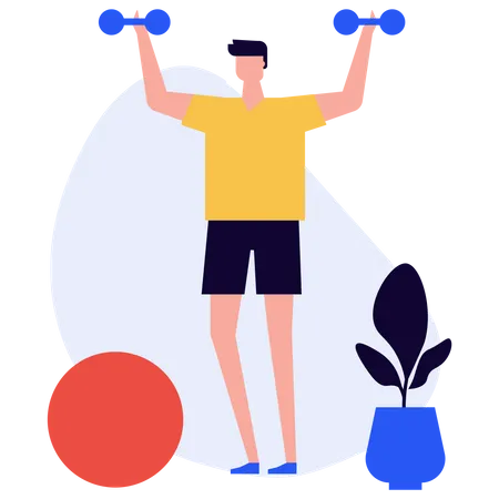 Man exercising with dumbbells  Illustration