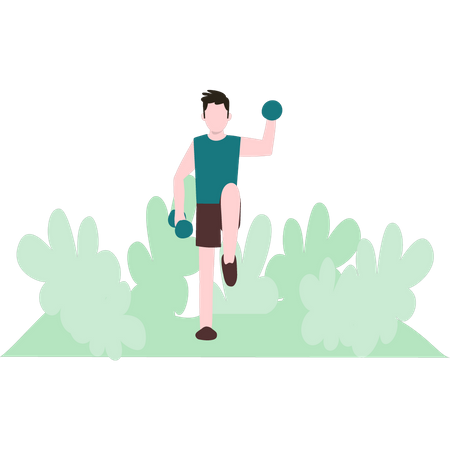 Man exercising with dumbbells Illustration