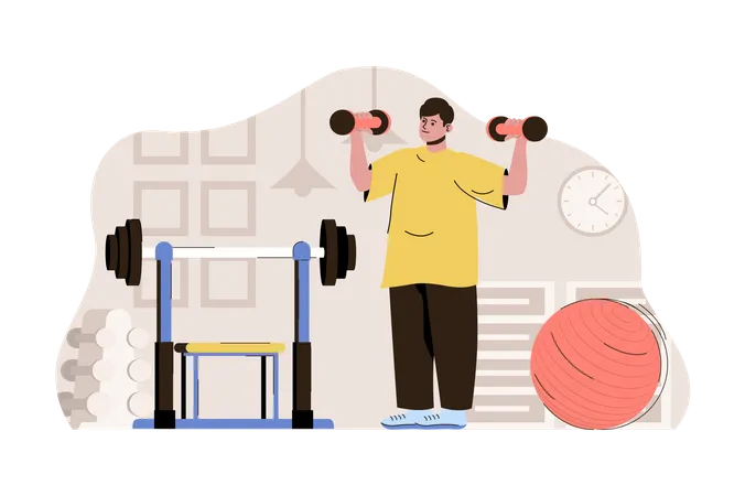 Man exercising with dumbbells  Illustration