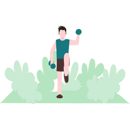 Man exercising with dumbbells  Illustration