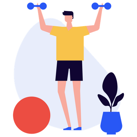 Man exercising with dumbbells  Illustration