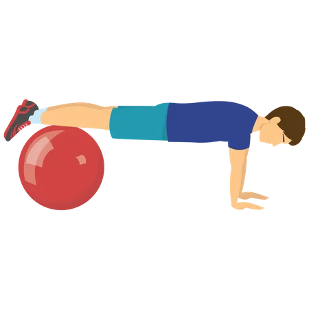 Man exercising with gym ball Illustration