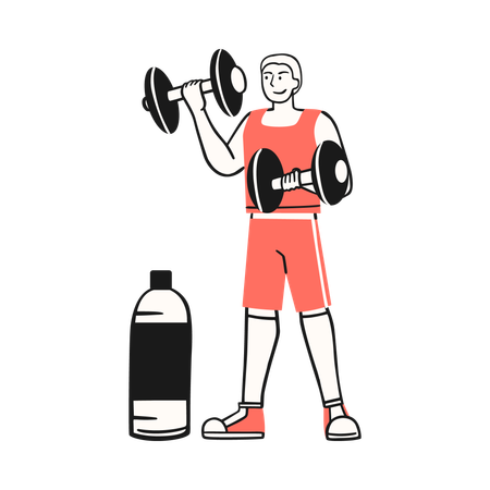 Man exercising with promoting health  Illustration