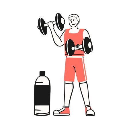 Man exercising with promoting health  Illustration