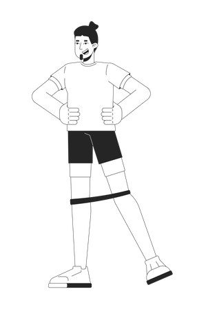 Man exercising with resistance band around knees  Illustration