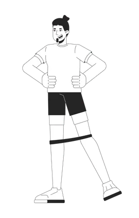 Man exercising with resistance band around knees  Illustration