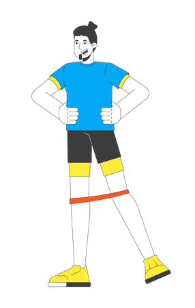 Man exercising with resistance band around knees  Illustration