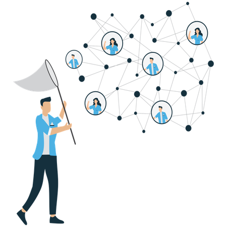 Man Expanding Professional Network Connections  Illustration