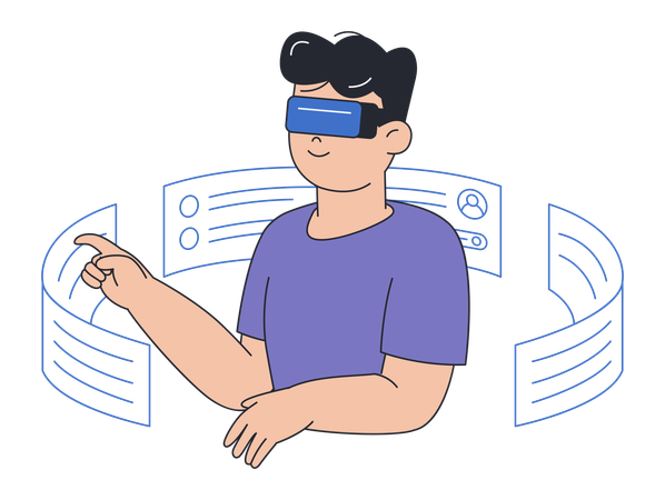 Man Experiencing Metaverse Technology  Illustration