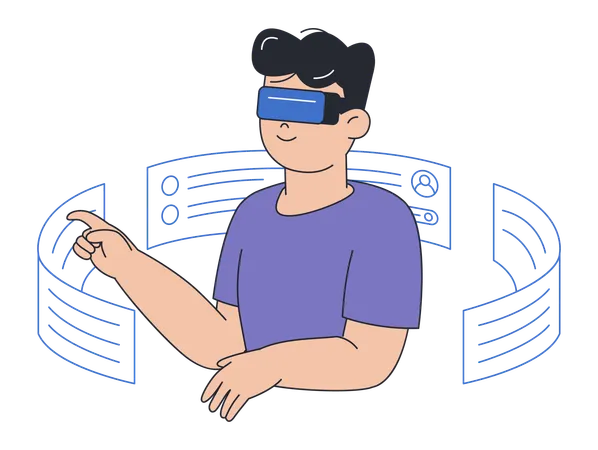 Man Experiencing Metaverse Technology  Illustration