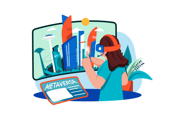 Man experiencing metaverse technology  Illustration