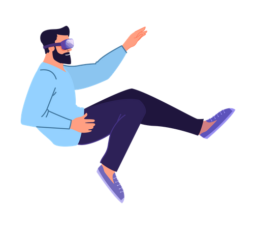 Man experiencing virtual reality  Illustration