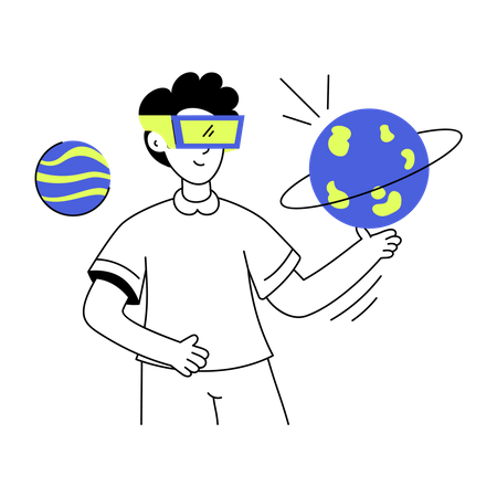 Man experiencing Virtual World  Illustration