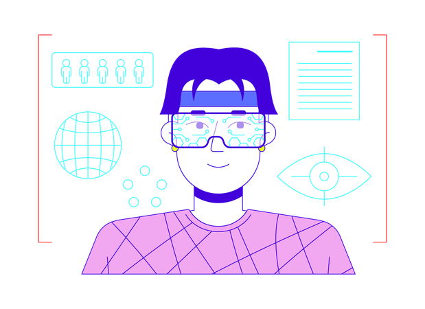 Man experiencing VR data analytics  Illustration