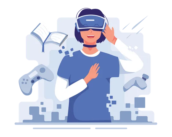 Man experiencing VR gaming Illustration