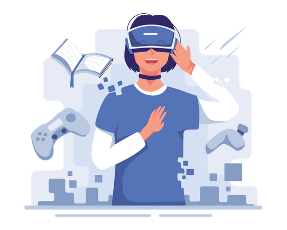 Man experiencing VR gaming  Illustration