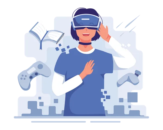 Man experiencing VR gaming  Illustration