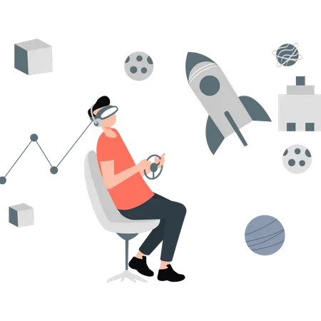 Man experiencing VR technology  Illustration