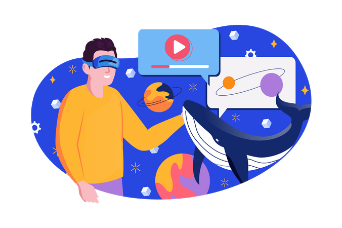 Man experiencing vr technology  Illustration