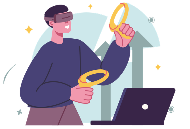 Man experiencing VR tools  Illustration