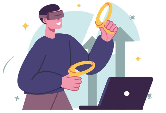 Man experiencing VR tools  Illustration