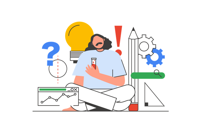 Man experimenting in lab  Illustration