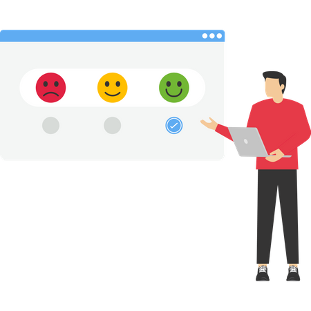 Man explain feedback with emojis  Illustration