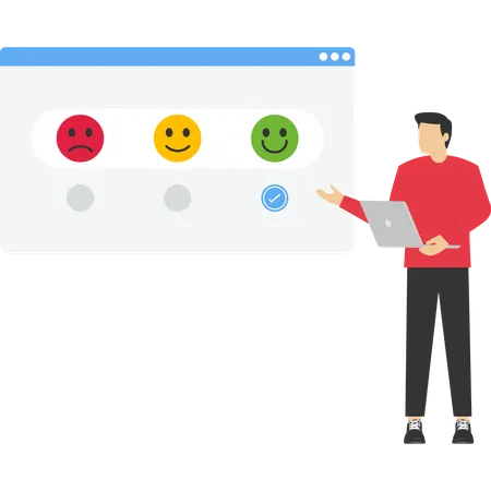 Rating Scale And Customer Satisfaction Concept Feedback And Review Illustration Concept Characters Provide Positive Feedback For Helpdesk Services Vector Illustration Illustration