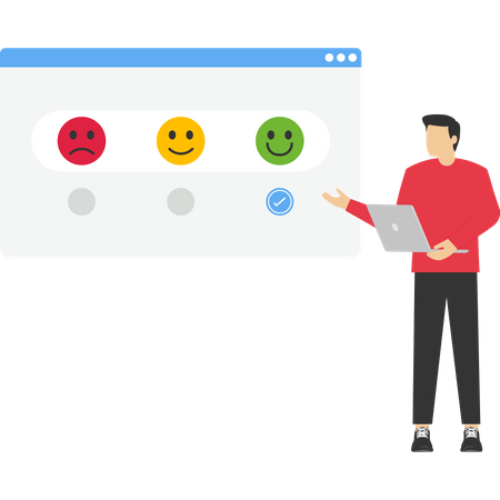 Man explain feedback with emojis  일러스트레이션
