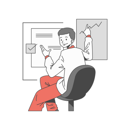 Man explain report  Illustration